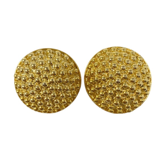 Vintage 1980s Modernist Textured Puffy Round Clip… - image 4