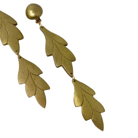 Boucles D'oreilles Clips Rétro En Bois Orange - Occasion En Parfait état, Style Vintage