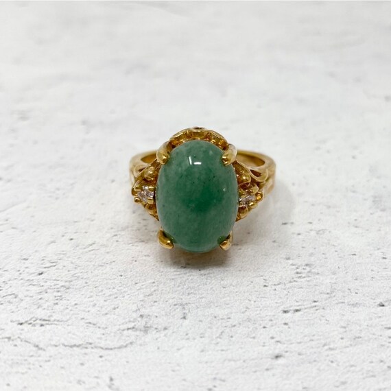 Vintage 1990s Aventurine Cocktail Ring New Old St… - image 2