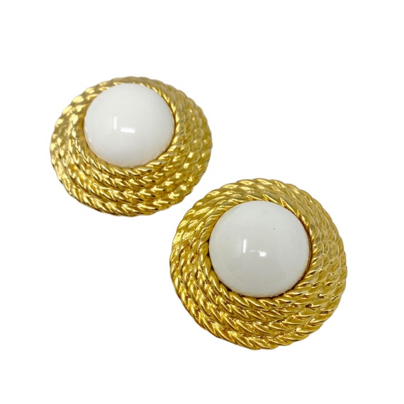 Gorgeous Vintage 1980s Gripoix Matte Gold & White… - image 3