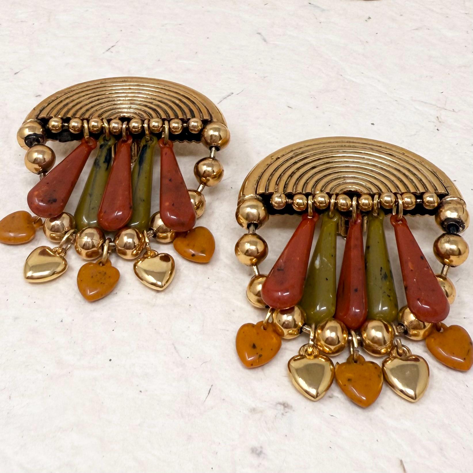 アート・デザイン・音楽 Fashion jewelry made in Italy Vintage Clip Earrings, Giovanni Valli, Made in Italy, Gold