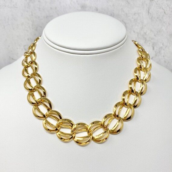 Vintage Napier Gold Chain Collar Necklace, 1980s Desi… Gem
