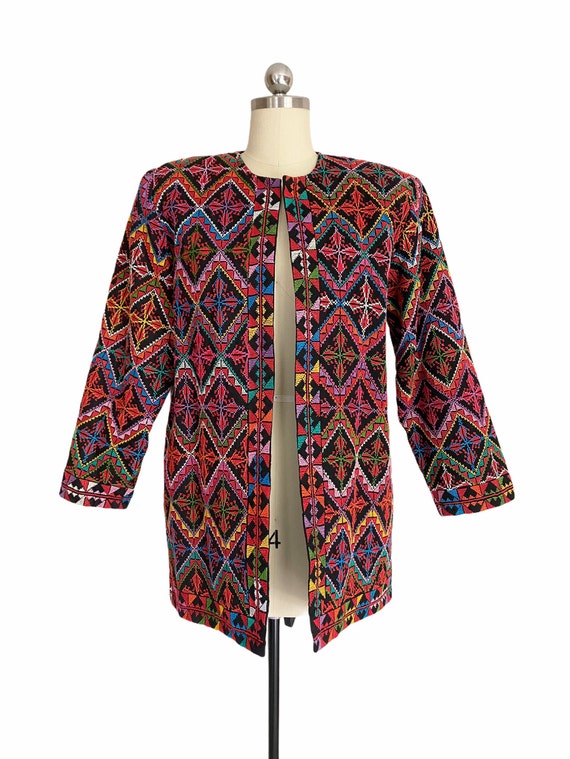 Vintage Colorful Jacket, Geometric Multicolor Emb… - image 5