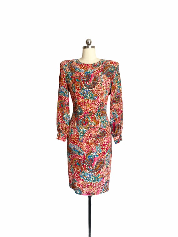 Vintage 1980s Liz Claiborne Silk Colorful Print L… - image 2