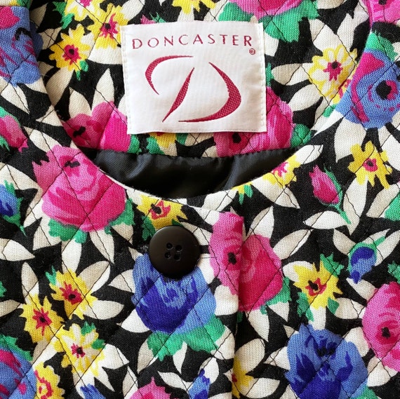 Vintage 1980s Doncaster Vibrant Floral Quiltef Bl… - image 8