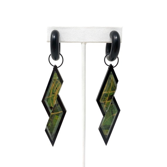 Boucles D'Oreilles Vintage Extravagantes - Plexiglass Coloré - Fermoir Clips - Années 1970 - Occasion