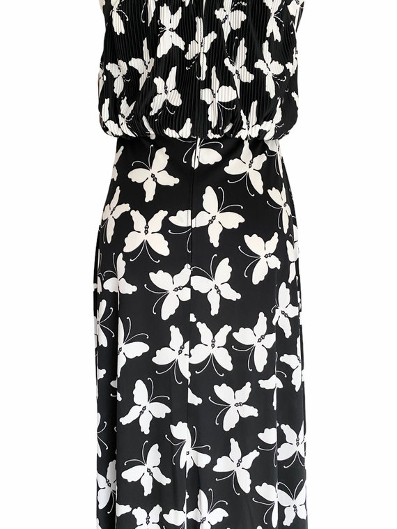 Vintage Butterfly Dress, 1970s Black & White Butt… - image 8