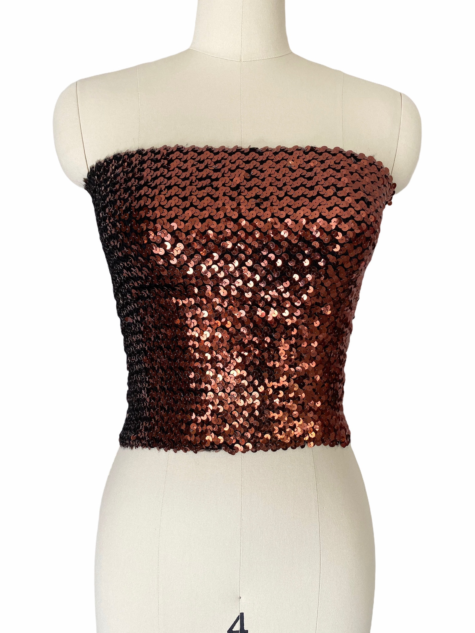 Vintage Sequin Tube Top Therese Ahrens Bronze Brown Sequins Etsy