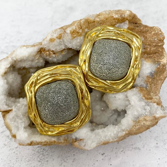 Vintage 1980s/1990s Gold & Silver Chunky Textured… - image 2