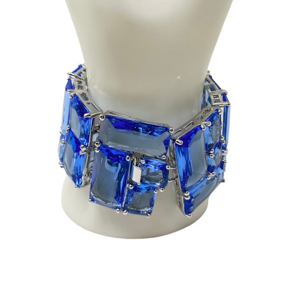 Vintage 1990s NOS Carolee Blue Crystal Link Brace… - image 5