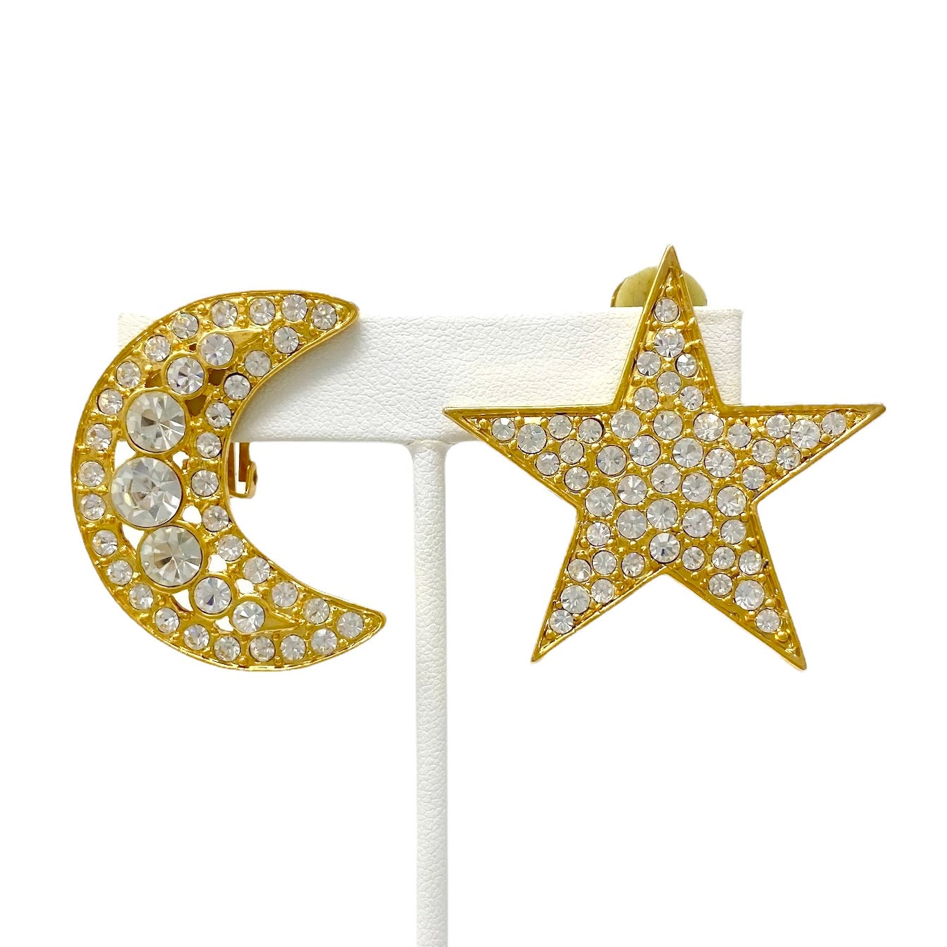 ★VINTAGE HOLLYWOOD★ Luna Glint Earrings_VH2479EA008M Vintage Celestial Moon Face Stars Dangling Earrings. For