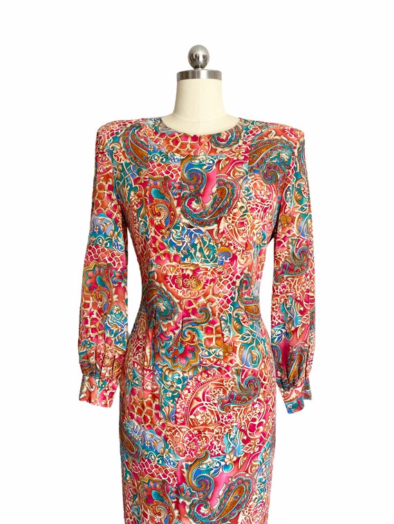 Vintage 1980s Liz Claiborne Silk Colorful Print L… - image 3