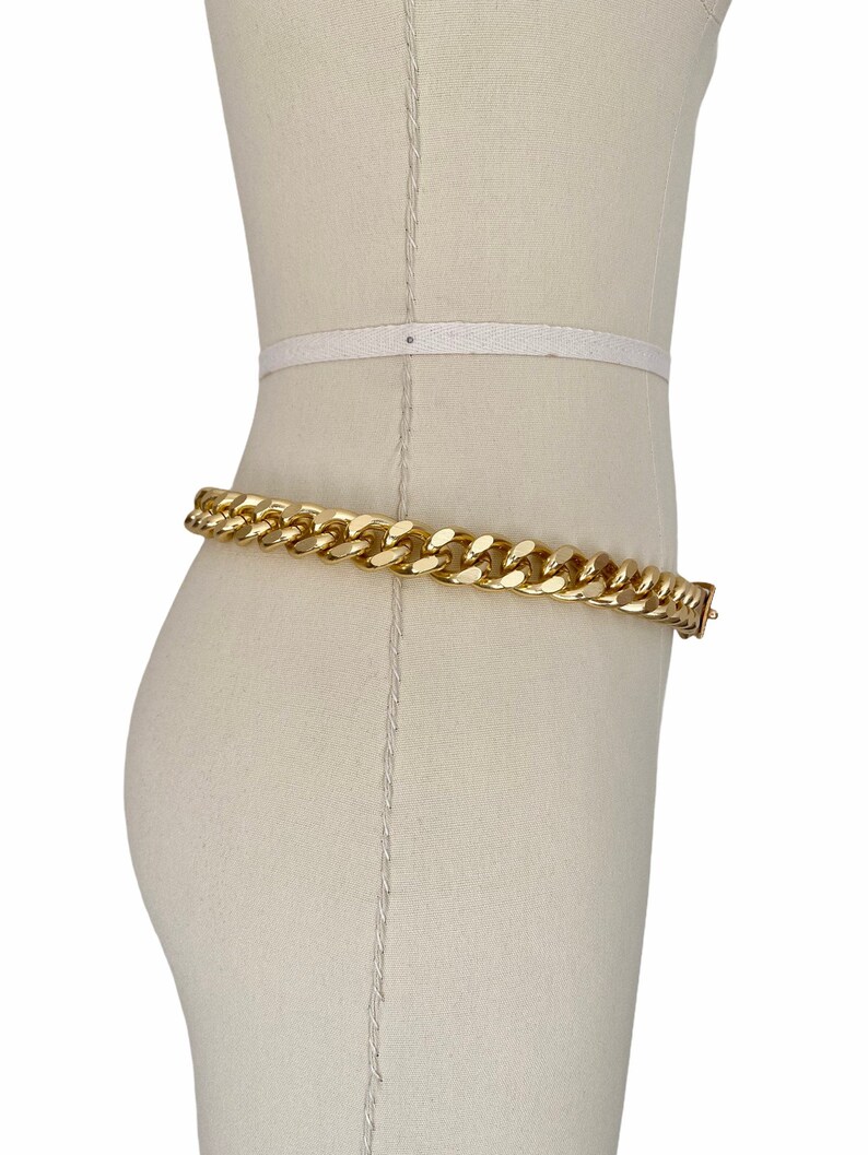 New Old Stock Gold Tone Chunky Chain Metal Waist Belt Vintage 1970s Belt