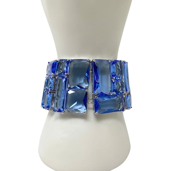 Vintage 1990s NOS Carolee Blue Crystal Link Brace… - image 2