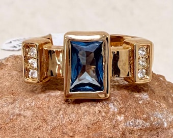 Vintage 1990s 14 KT Gold Electroplate Cubic Zirconia Ring