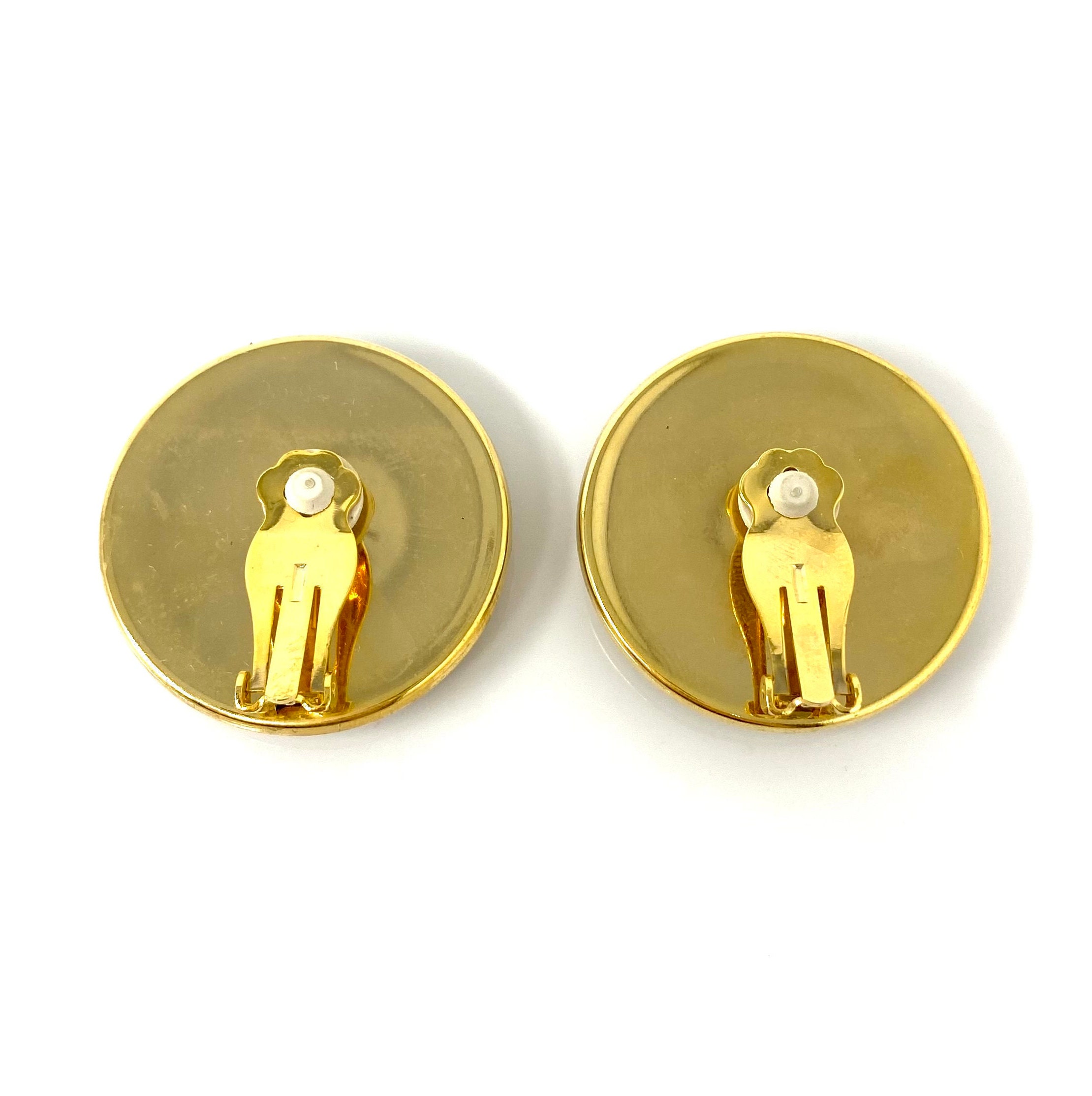 Clips D'oreilles Vintage Années 80 - Style Défilé Créateur - Zircons Dorés - Occasion