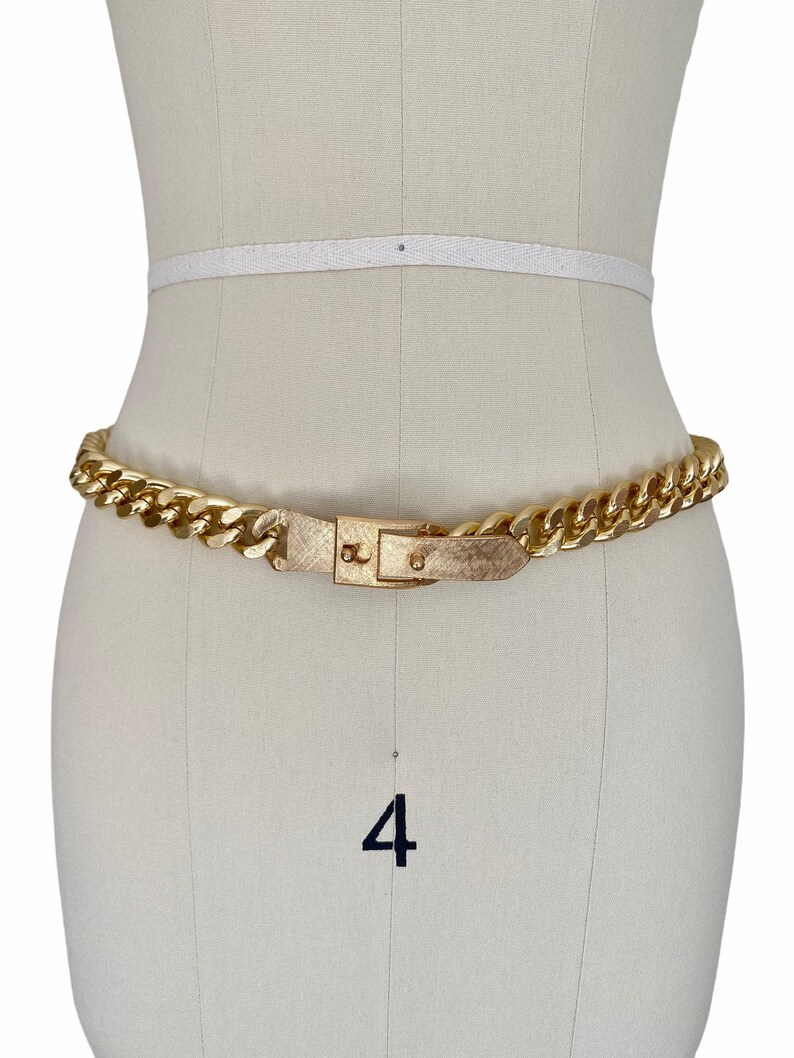 New Old Stock Gold Tone Chunky Chain Metal Waist Belt Vintage 1970s Belt
