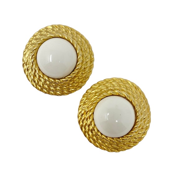 Gorgeous Vintage 1980s Gripoix Matte Gold & White… - image 1