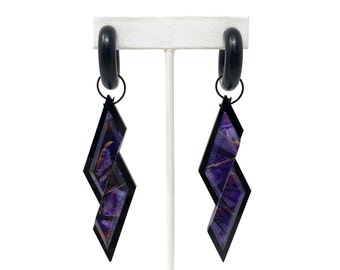 Boucles D'oreilles Clips à Rayures En Plexi Coloré - Occasion | Sans Marque, Design Rétro