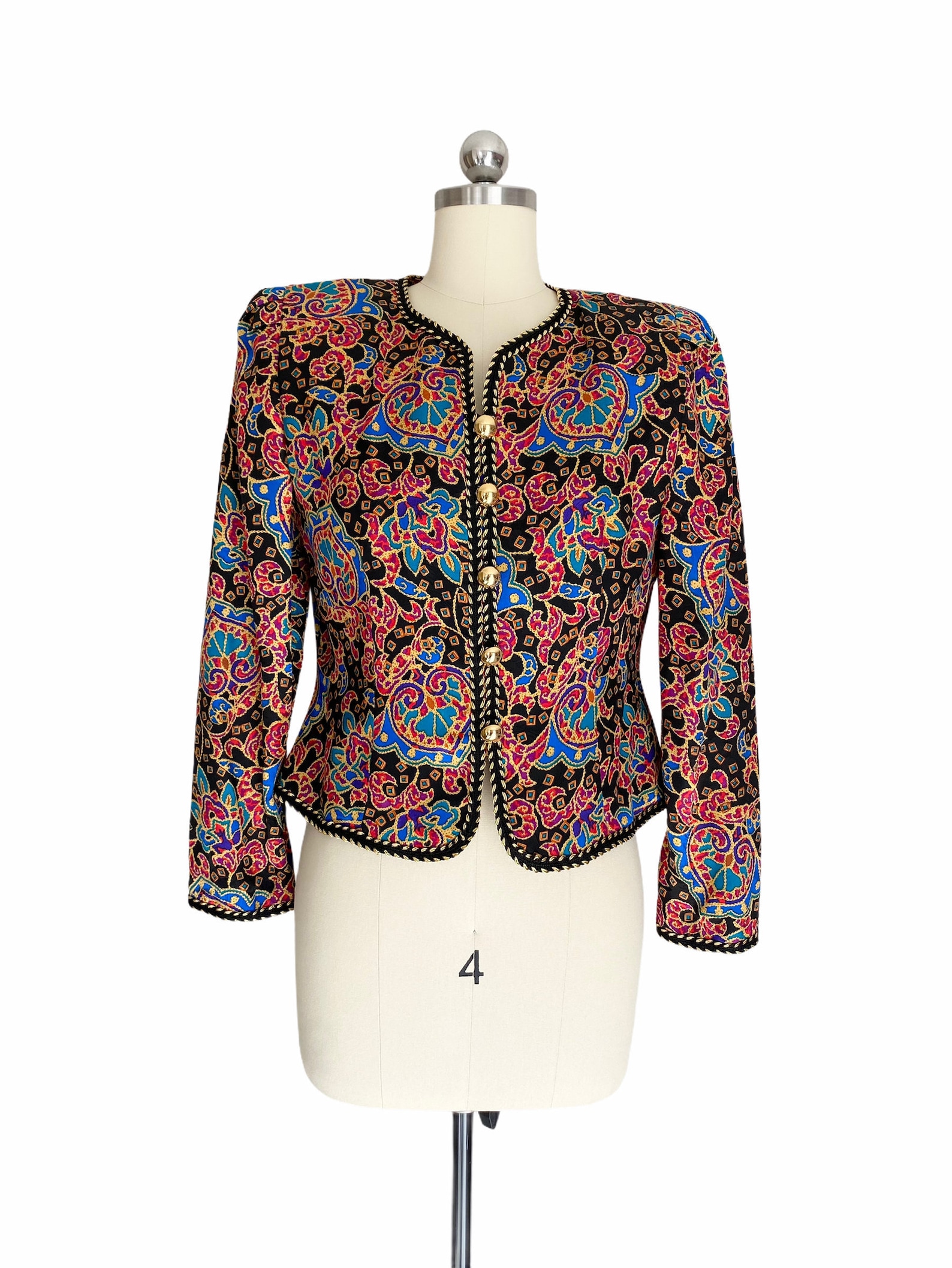 Vintage Blazer 1980s Maggy London Colorful Silk Print Jacket - Etsy