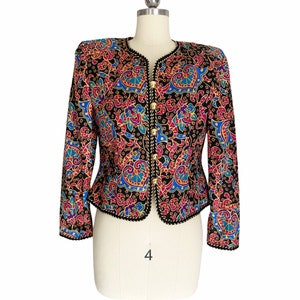 Vintage Blazer, 1980s Maggy London Colorful Silk Print Jacket, Size Small, Vintage Clothing image 4