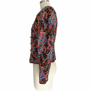 Vintage Blazer, 1980s Maggy London Colorful Silk Print Jacket, Size Small, Vintage Clothing image 6