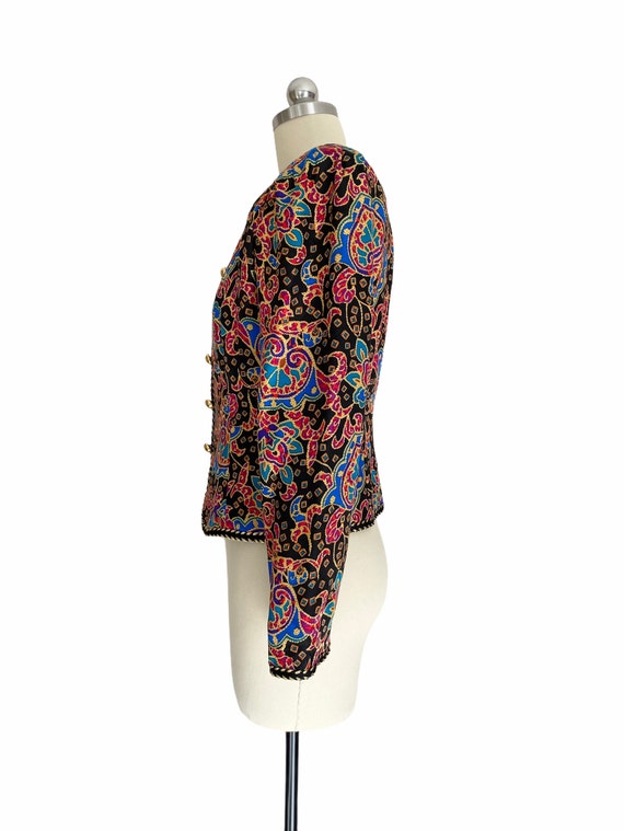 Vintage Blazer, 1980s Maggy London Colorful Silk … - image 6