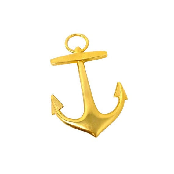 Vintage Anchor Pin, Matte Gold Tone Large Nautica… - image 1