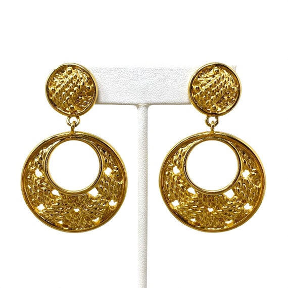 Vintage NOS New Old Stock Shiny Gold Tone Hoop Dangle Clip on Earrings Etsy Canada