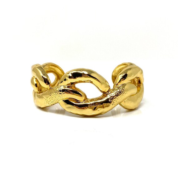 Vintage Gold Cuff Bracelet, Designer Signed Alexis