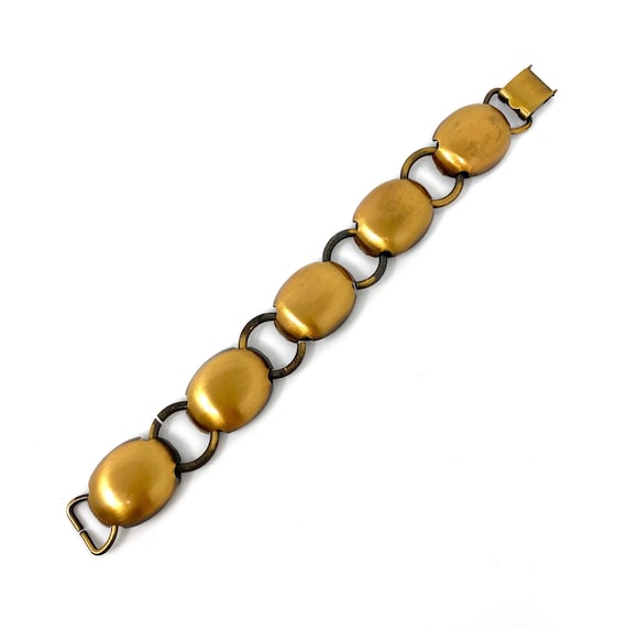 Vintage Bronze Bracelet, 1980s Link Bracelet, Mod… - image 1