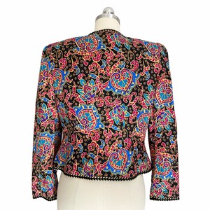 Vintage Blazer, 1980s Maggy London Colorful Silk Print Jacket, Size Small, Vintage Clothing image 7