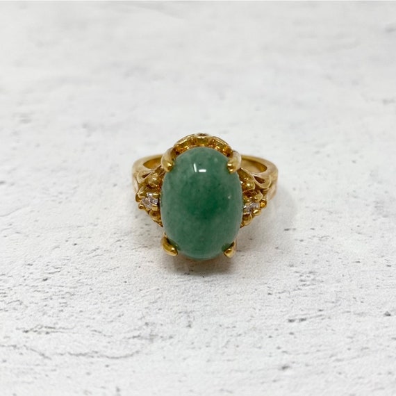 Vintage 1990s Aventurine Cocktail Ring New Old St… - image 3