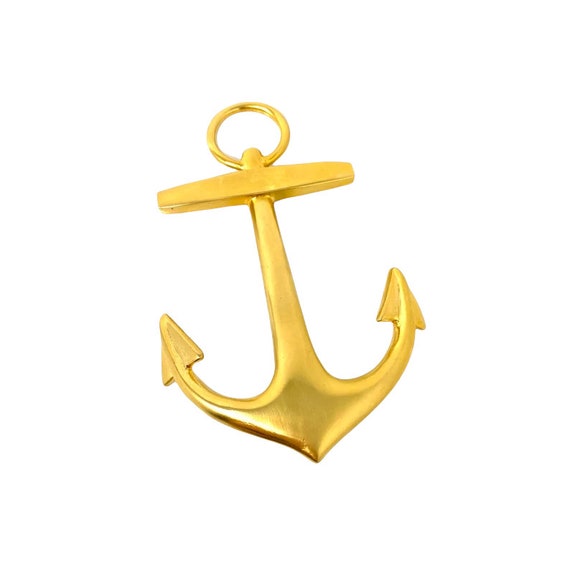Vintage Anchor Pin, Matte Gold Tone Large Nautica… - image 3