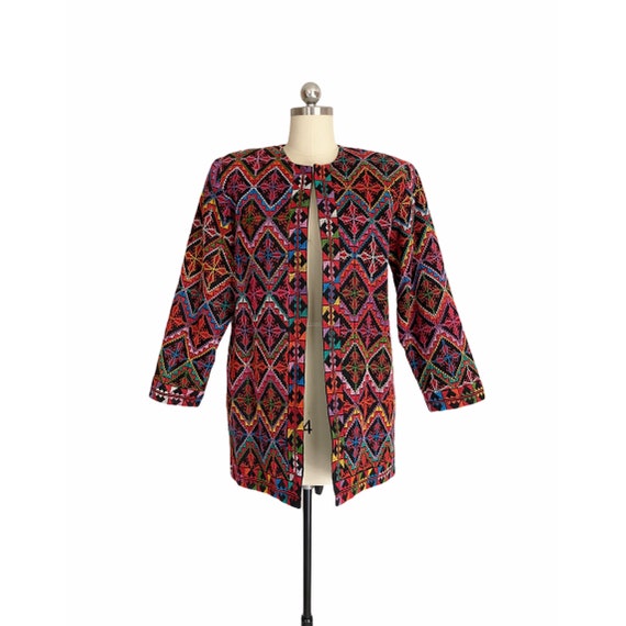 Vintage Colorful Jacket, Geometric Multicolor Emb… - image 2
