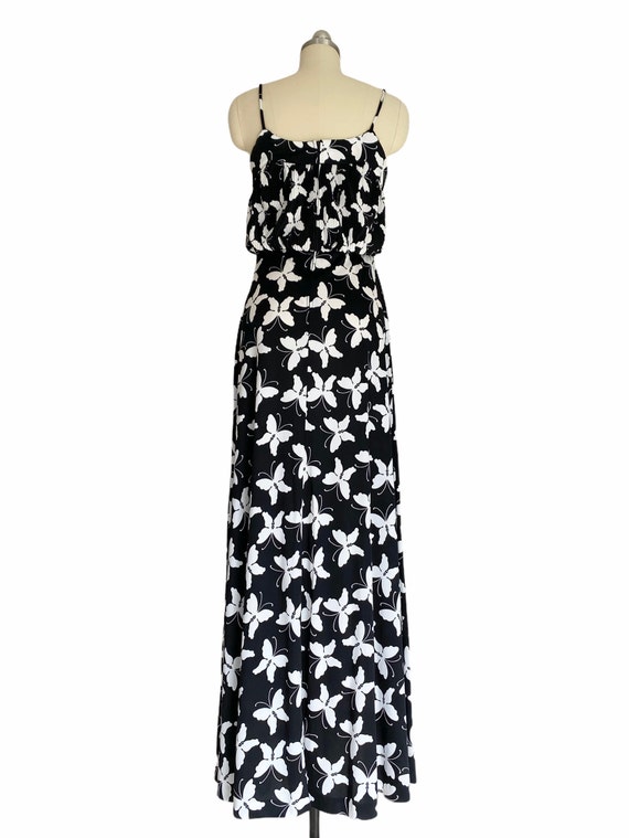 Vintage Butterfly Dress, 1970s Black & White Butt… - image 6