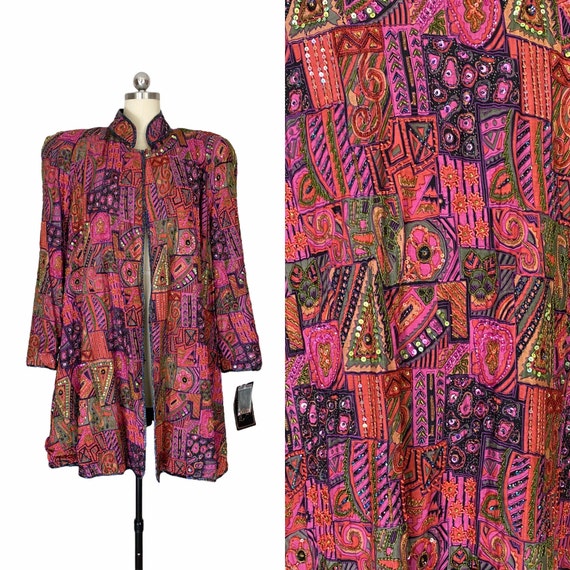 Vintage Beaded Swing Jacket, French Collizioni, Co