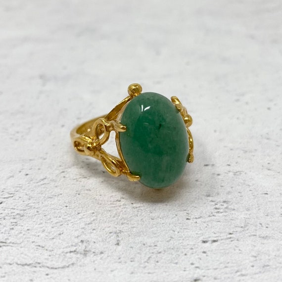 Vintage 1990s Aventurine Cocktail Ring New Old Sto