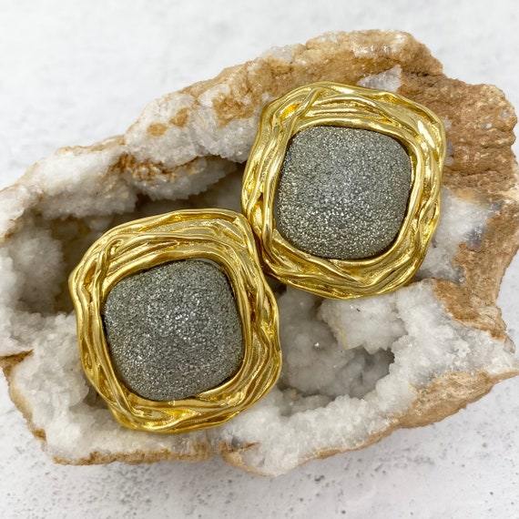 Vintage 1980s/1990s Gold & Silver Chunky Textured… - image 4