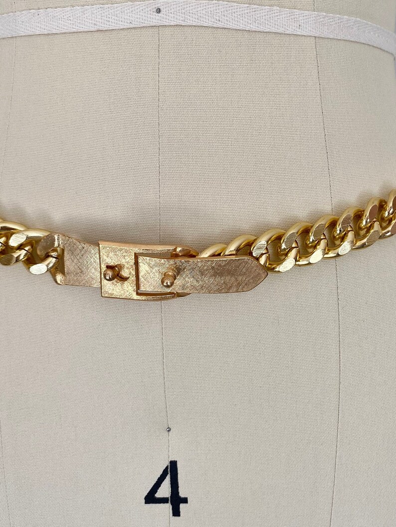 New Old Stock Gold Tone Chunky Chain Metal Waist Belt Vintage 1970s Belt