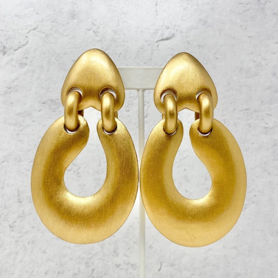 Vintage Natori Acacia Clip Earrings, Large Dangle