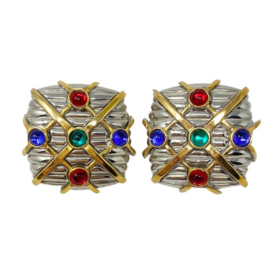 Bracelet Vintage JEAN PATOU Années 80 - Cabochon Noir Et Doré - Motif Soleil - Stock Neuf Ancien