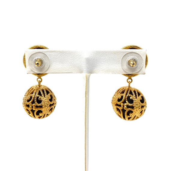 Vintage Gold Filigree Earrings, Pierced Earrings,… - image 5