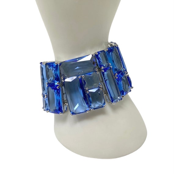 Vintage 1990s NOS Carolee Blue Crystal Link Brace… - image 4