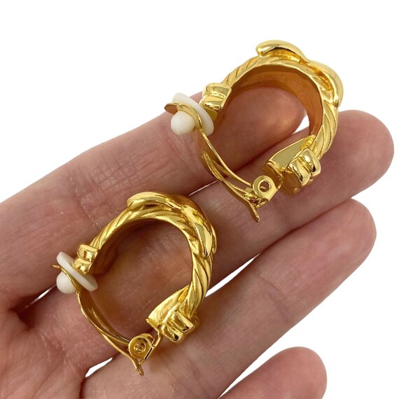 Vintage 1990s NOS Gold X Hoop Clip On Earrings Ne… - image 3