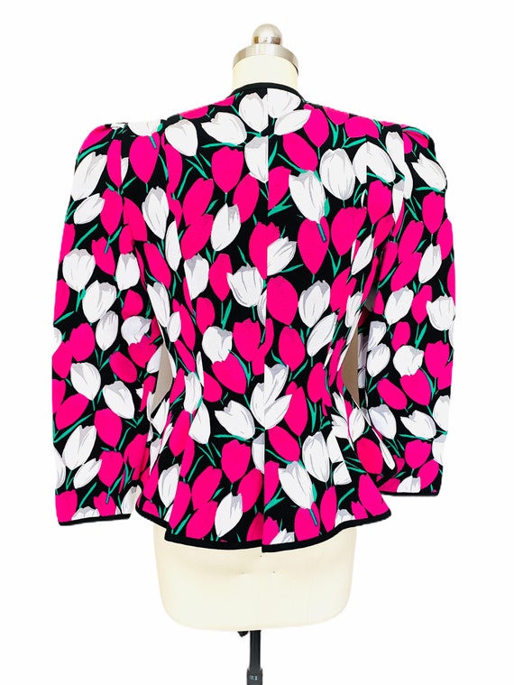 Vintage A.J. Bari Peplum Blazer, 1980s Tulip Prin… - image 4