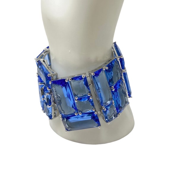 Vintage 1990s NOS Carolee Blue Crystal Link Brace… - image 3