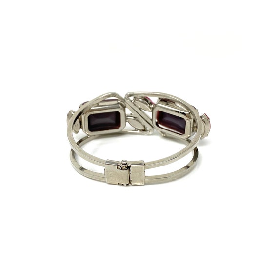 Vintage Rhinestone Clamper Bracelet, Silver Tone … - image 5