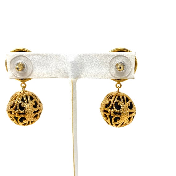 Vintage Gold Filigree Earrings, Pierced Earrings,… - image 7