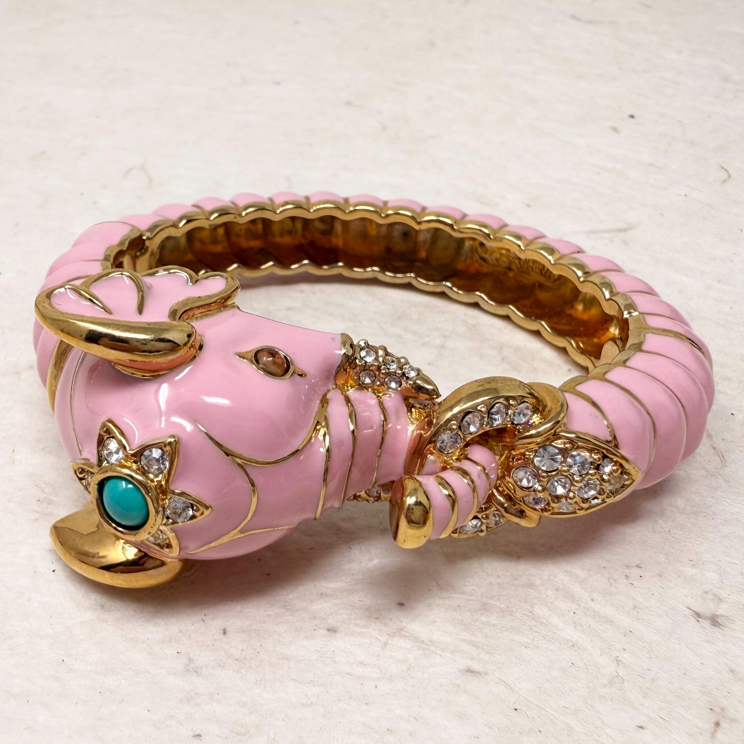 Spectacular Vintage 1980s KJL Kenneth Lane Light Pink Enamel